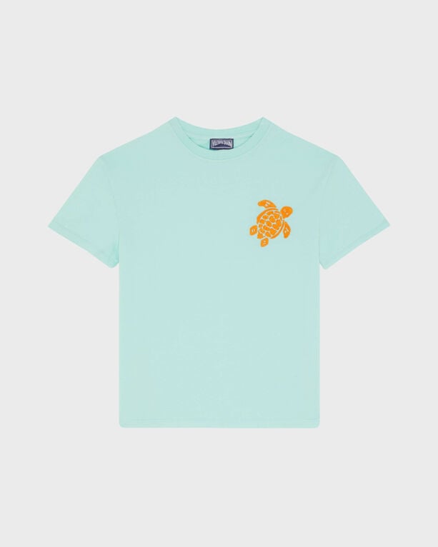 Vilebrequin - Boys Organic Cotton T-shirt Embroidered Turtle - Tee Shirt - Gabin - Green - Size 14