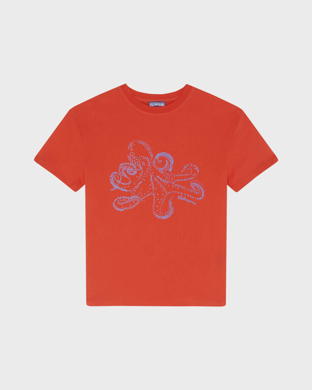 Vilebrequin - Boys Organic Cotton T-shirt Octopus - Tee Shirt - Gabin - Red - Size 14