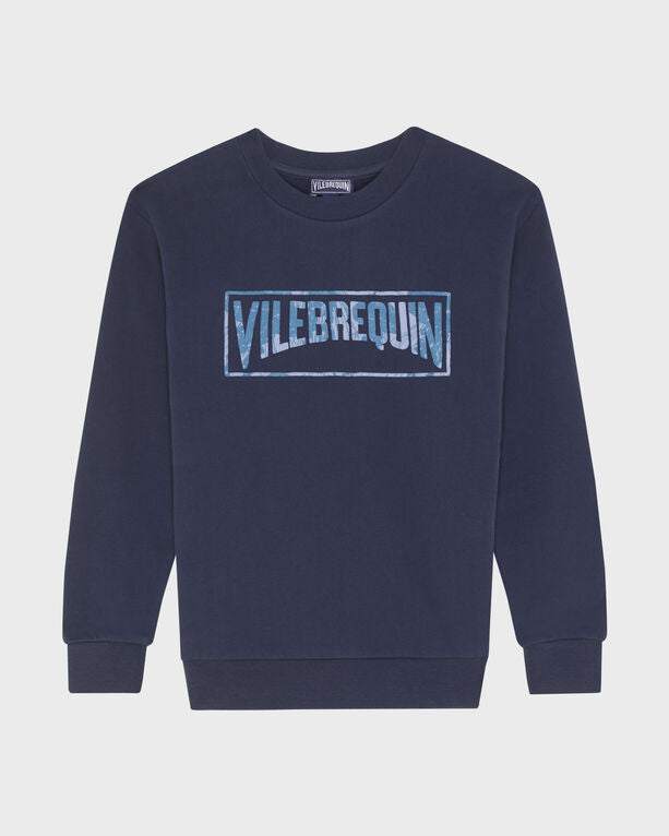 Vilebrequin - Kids Organic Cotton Sweatshirt Flocked Vilebrequin Logo - Sweater - Garibou - Blue - Size 14
