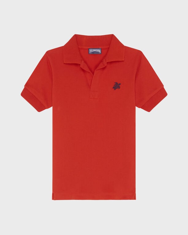 Vilebrequin - Boys Pique Cotton Polo Embroidered Turtle - Polo - Gemimi - Red - Size 14