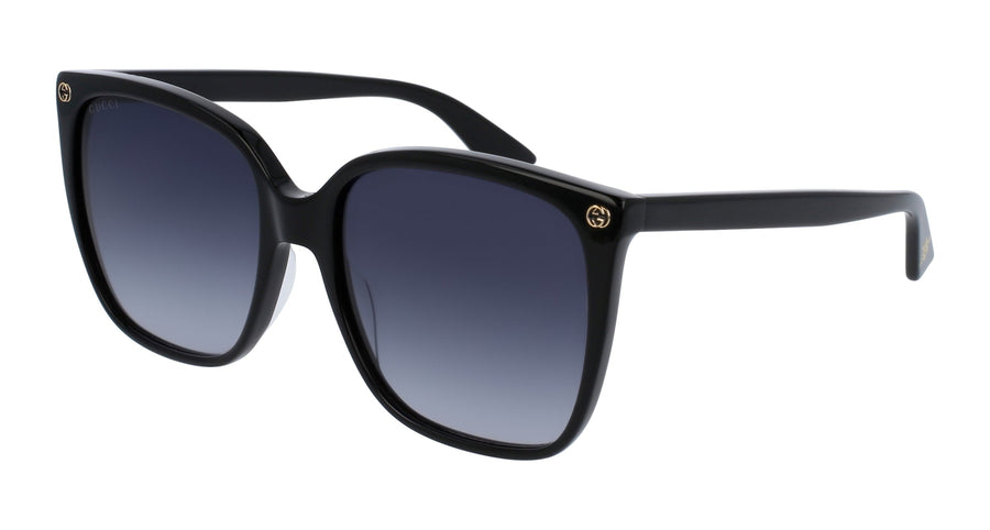 Gucci GG0022S 001 Woman Sunglasses Acetate Black Grey Cat Eye Normal