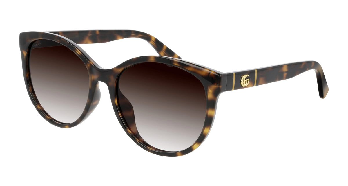 Gucci GG0636SK 002 Woman Sunglasses Injected Havana Brown Round Normal Shaded
