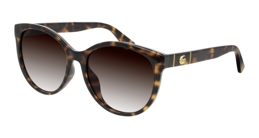 Gucci GG0636SK 002 Woman Sunglasses Injected Havana Brown Round Normal Shaded