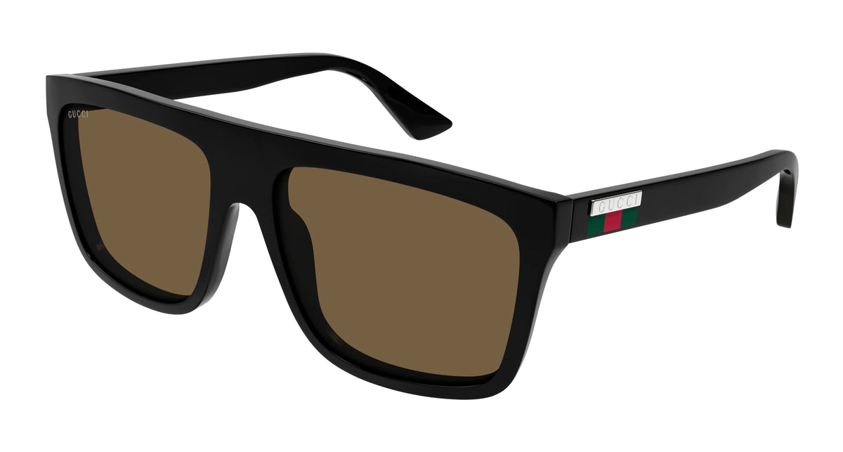 Gucci GG0748S 002 Man Sunglasses Injected Black Brown Squared Normal