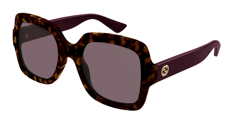 Gucci GG1337S 009 Woman Sunglasses Injected Havana Violet Squared