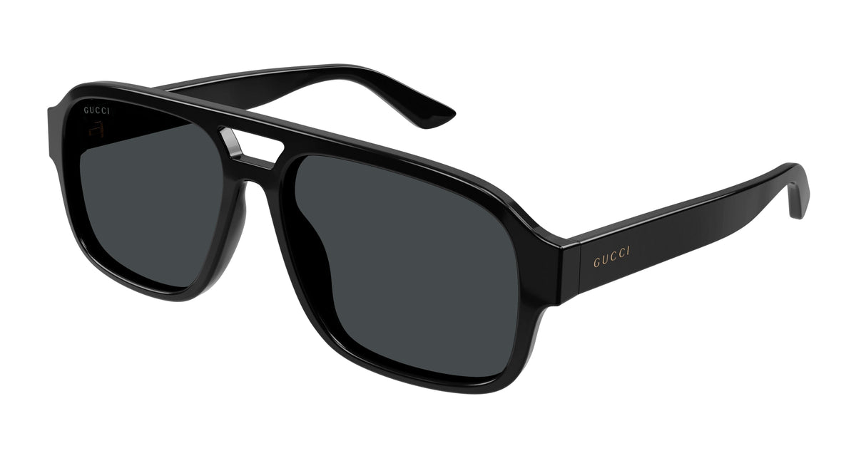 Gucci GG1342S 001 Man Sunglasses Plastic Black Grey Pilot