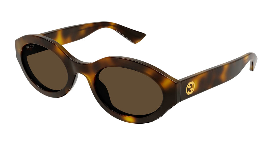 Gucci GG1579S 002 Woman Sunglasses Injected Havana Brown Geometric