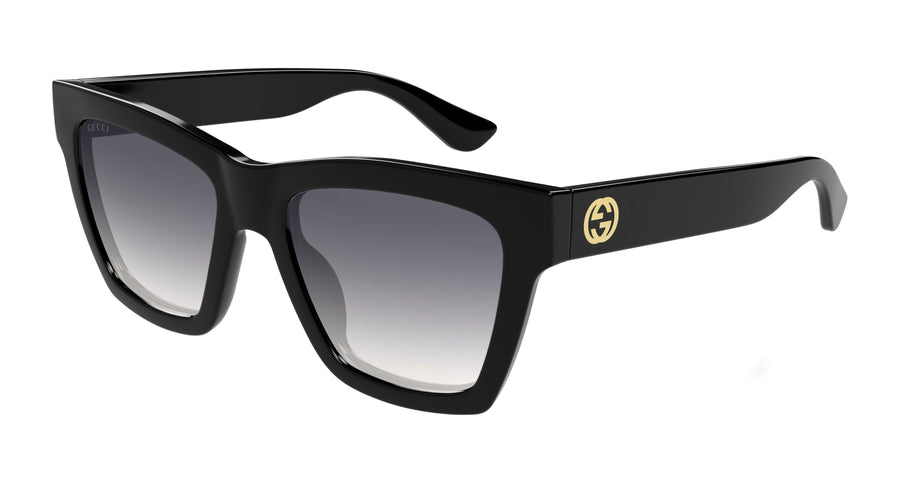 Gucci GG1714S 001 Woman Sunglasses Injected Black Grey Cat Eye
