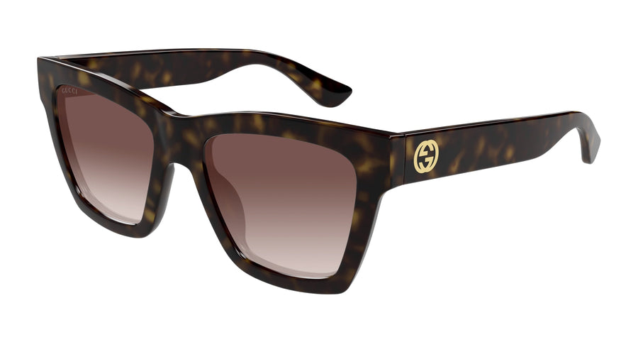 Gucci GG1714S 002 Woman Sunglasses Injected Havana Brown Cat Eye