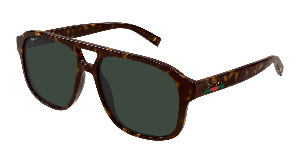 Gucci GG1856S 002 Man Sunglasses Injected Havana Green Pilot