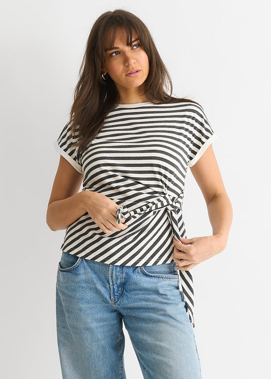 Grey Stretch Stripe Top