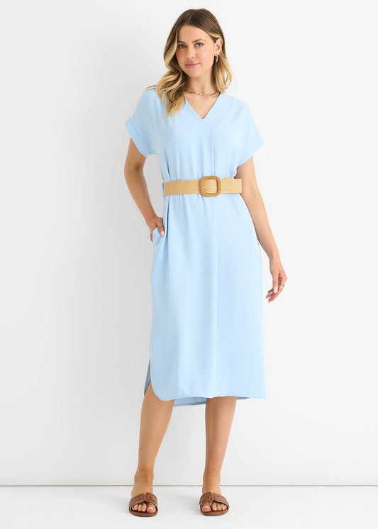 Blue Air Flow Belted Oversized Dress