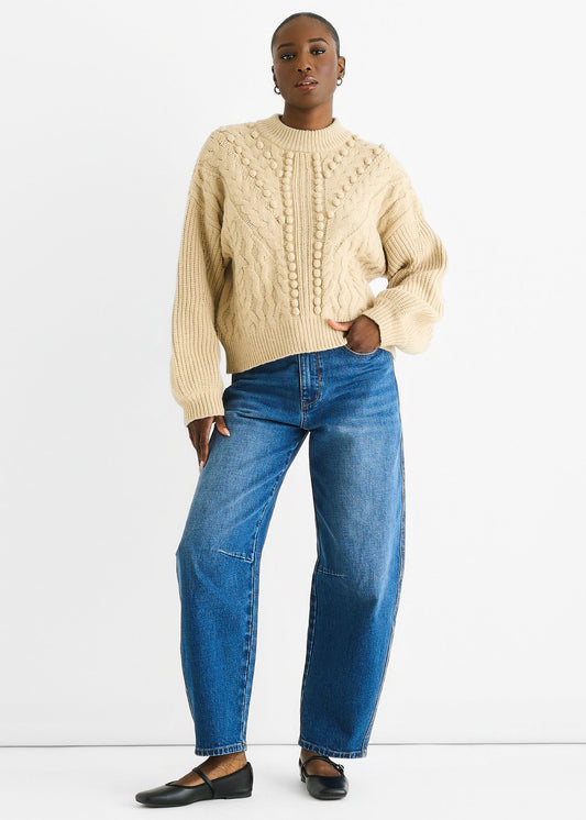 Beige Chunky Knit Oversized Jumper