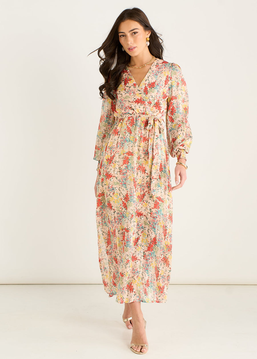 Multi Jacquard Chiffon Midi Dress