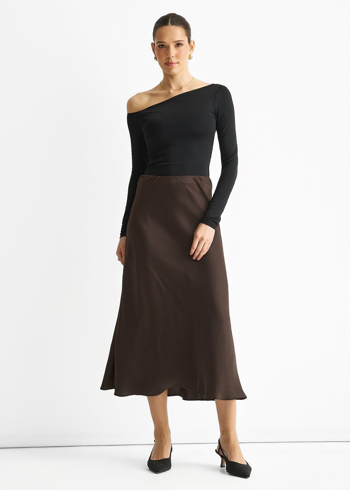 Chocolate Bias Midi Skirt - UK 8 / US 4 / EU 36