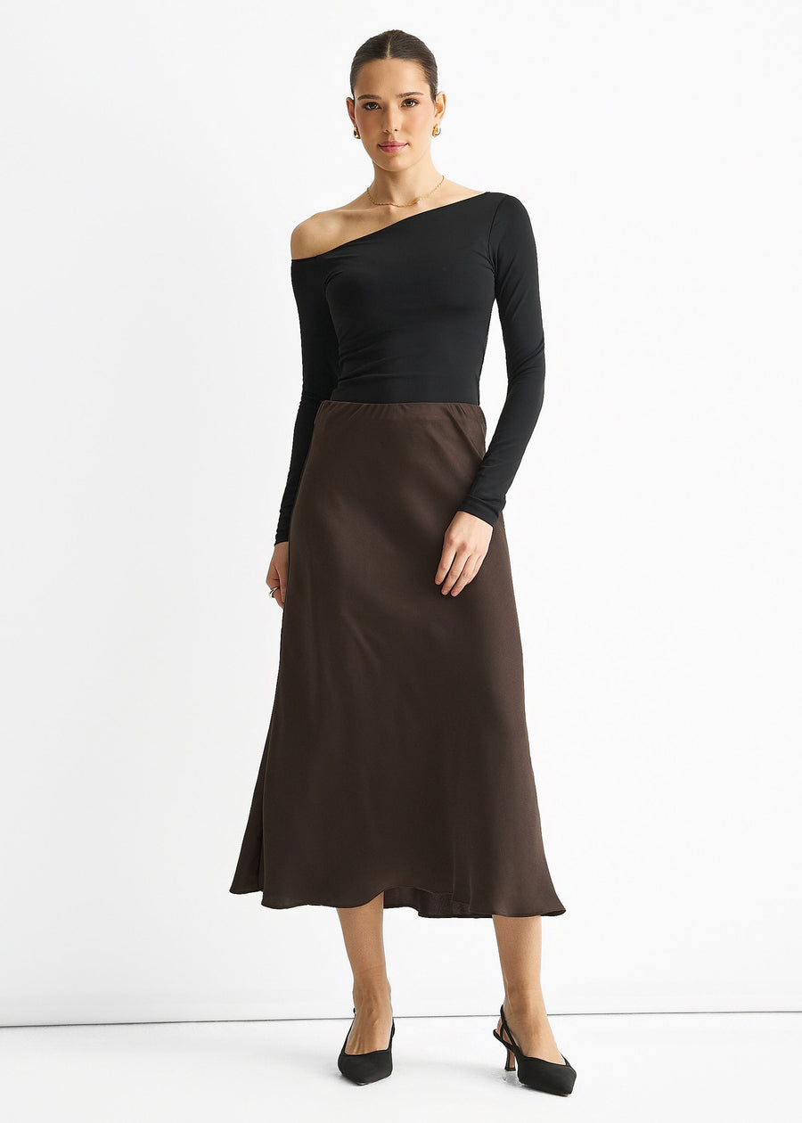 Chocolate Bias Midi Skirt - UK 8 / US 4 / EU 36