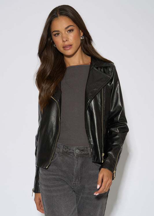 Black Faux Leather Biker Jacket