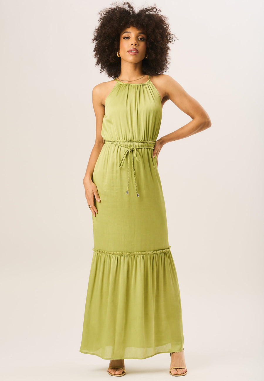 Green Halter Neck Maxi Dress - Green / UK 8 / US 4 / EU 36