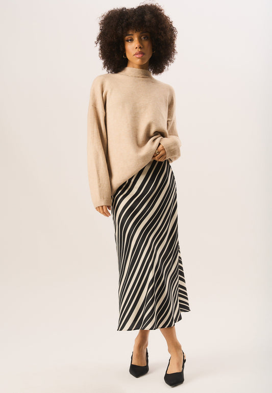 Black Bias Stripe Midi Skirt - UK 8 / US 4 / EU 36