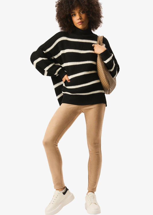 Black Skinny Faux Suede Stretch Leggings - UK 8 / US 4 / EU 36