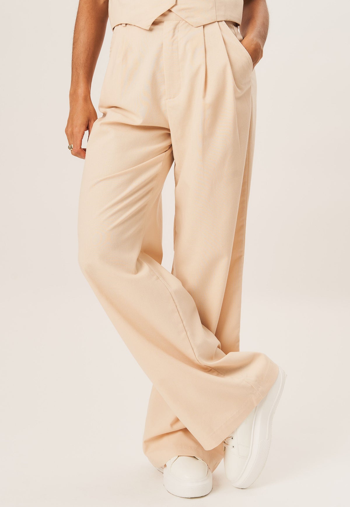 Stone Tailored Cotton Wide Leg Trousers