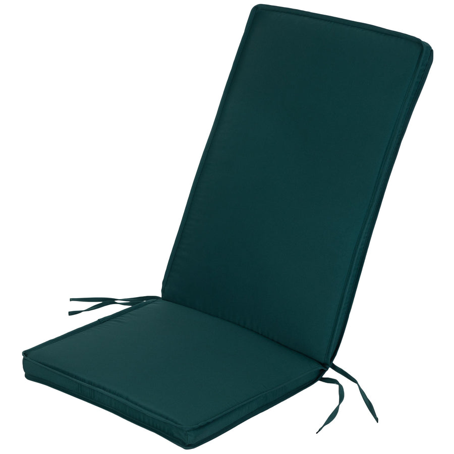 Outdoor High back Chair Cushions Water Resistant Garden Seat Pad with Secure Ties & Elastic Band - Green / Pack of 1