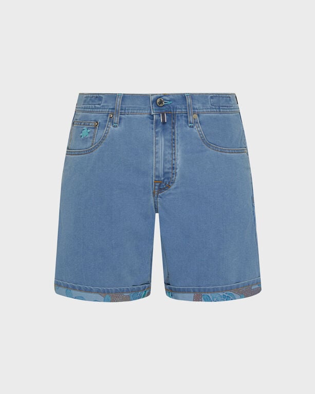 Vilebrequin - Men Denim Bermuda Shorts Starfish And Turtles - Bermuda - Garonne - Blue - Size 38