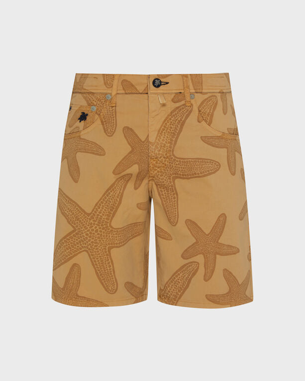 Vilebrequin - Men Bermuda Shorts Starfish Darkening Printed Gabardine - Bermuda - Garonne - Brown - Size 40