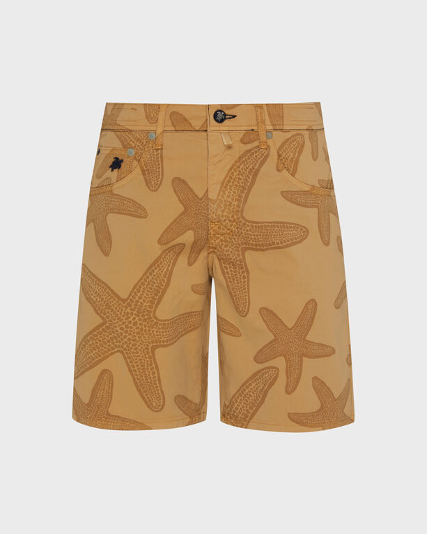 Vilebrequin - Men Bermuda Shorts Starfish Darkening Printed Gabardine - Bermuda - Garonne - Brown - Size 40