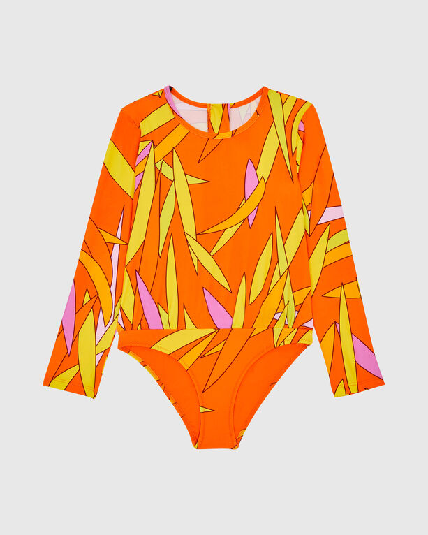 Vilebrequin - Girls Rashguard One-piece Zipped Swimsuit Madrague - Rashguard - Galaxy - Orange - Size 10