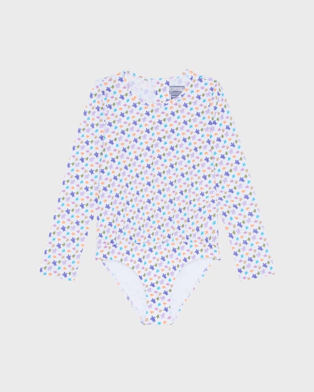 Vilebrequin - Girls One-piece Zipped Swimsuit Rashguard Micro Ronde Des Tortues - Rashguard - Galaxy - White - Size 14