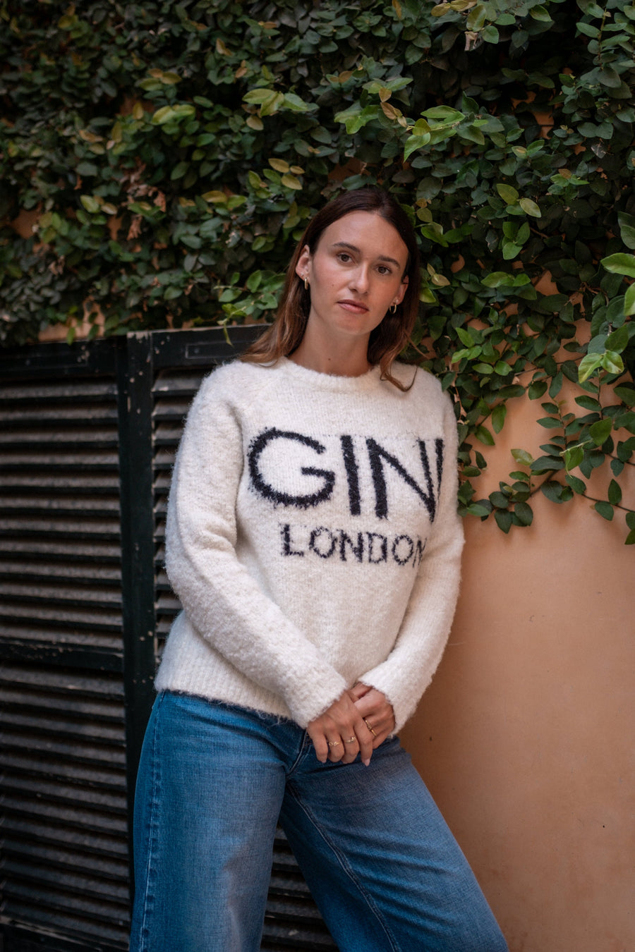 Beige Gini Logo Cozy Knit Jumper