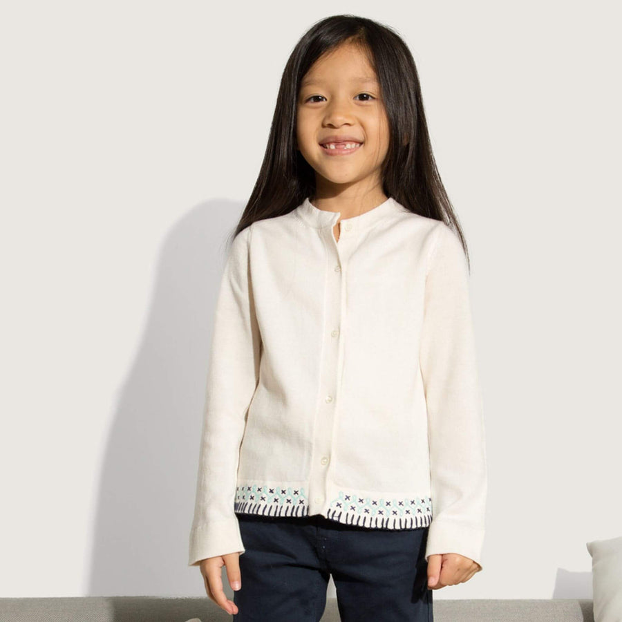 Embroidered Ivory Cardigan | Size: 10-11