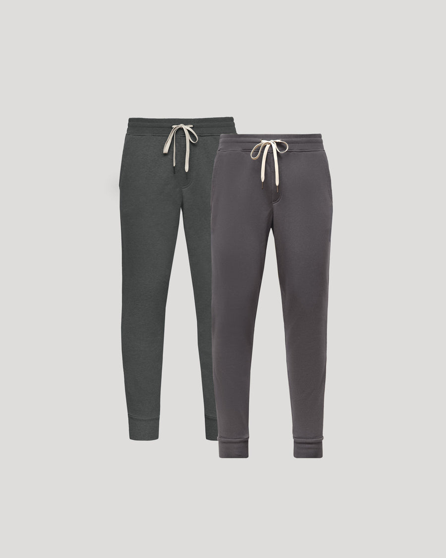 True Classic Gray Tones Fleece French Terry Jogger Pants 2-Pack | Small