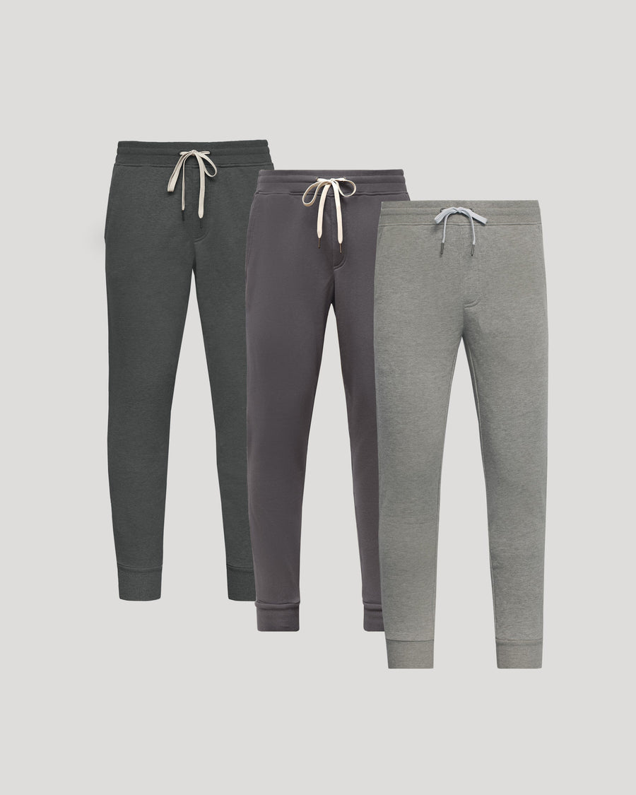 True Classic Gray Tones Fleece French Terry Jogger Pants 3-Pack | Medium