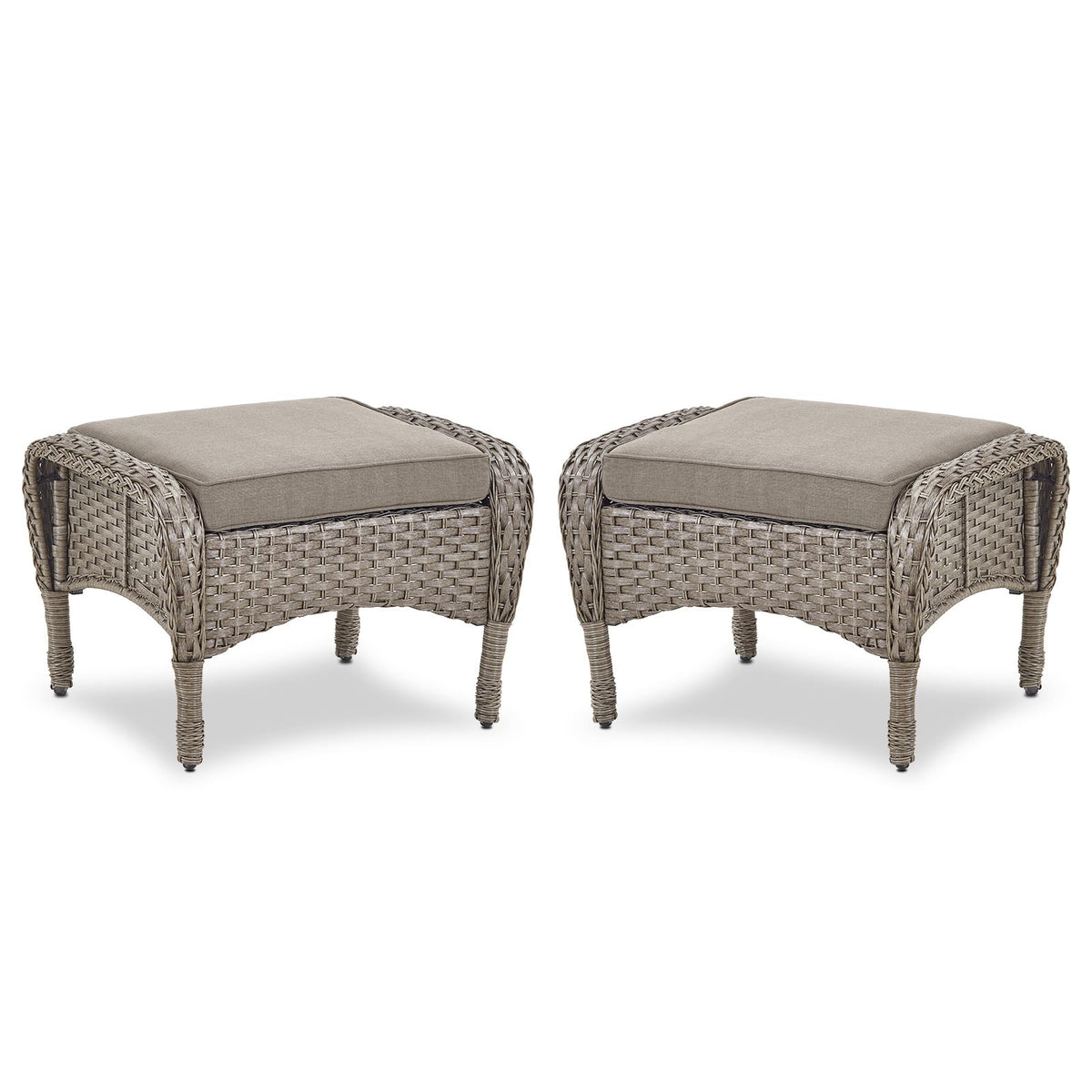 Outdoor Wicker Ottoman, NDS Series - Grey Wicker / Grey Cushion