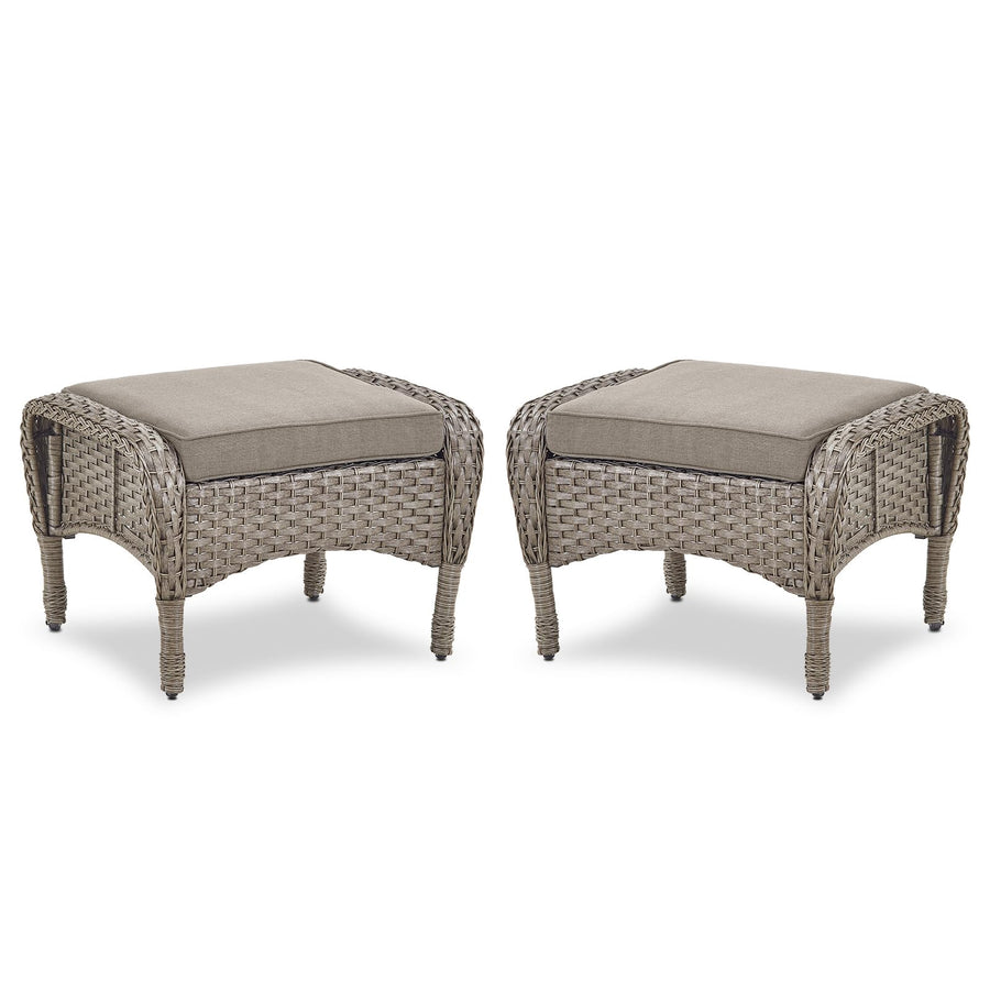 Outdoor Wicker Ottoman, NDS Series - Grey Wicker / Grey Cushion
