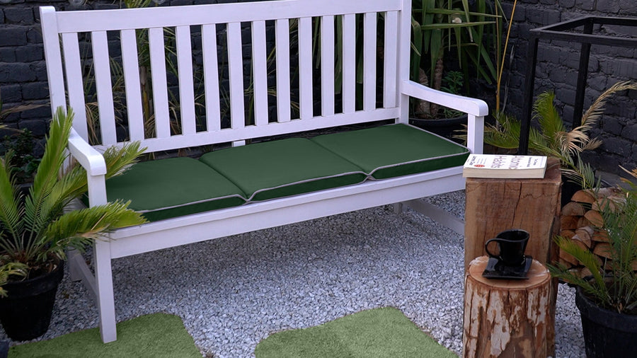 Foldable Outdoor 3-Seater Bench Cushions Water Resistant Garden Bench Seat Pads - Green