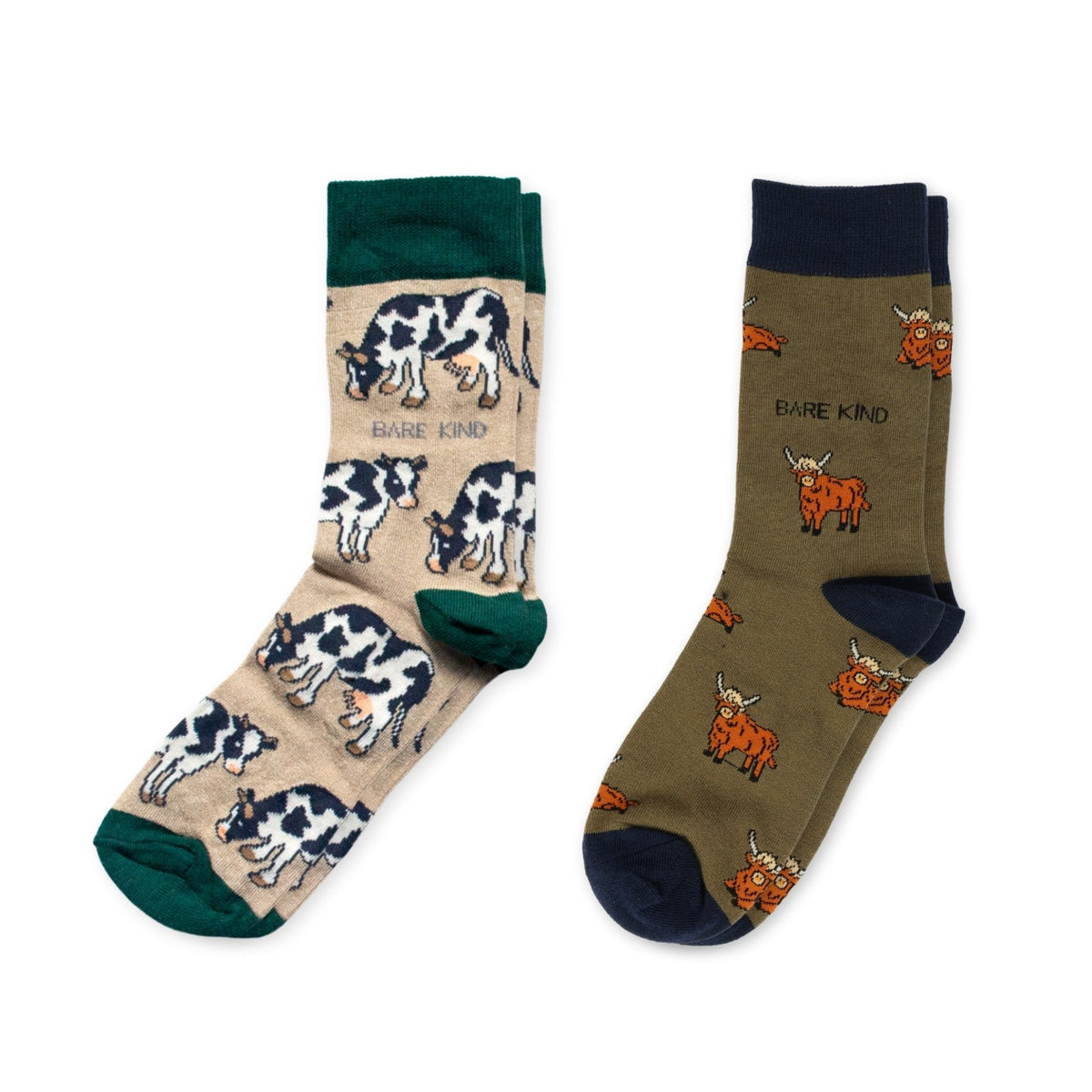 Green Cow Bundle of 2 Bamboo Sock Set | UK Adult 7-11