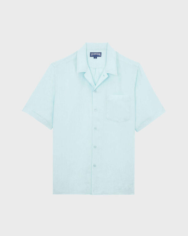 Vilebrequin - Men Bowling Shirt Solid - Shirt - Charli - Blue - Size XL
