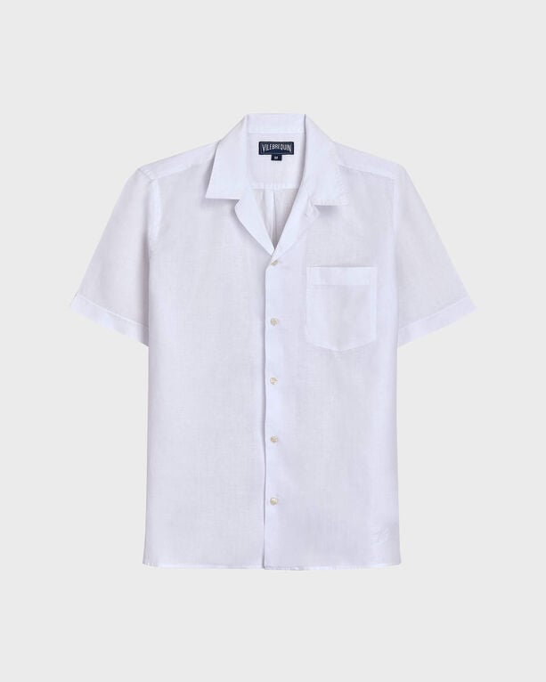 Vilebrequin - Men Bowling Linen Shirt Solid - Shirt - Charli - White - Size XXL