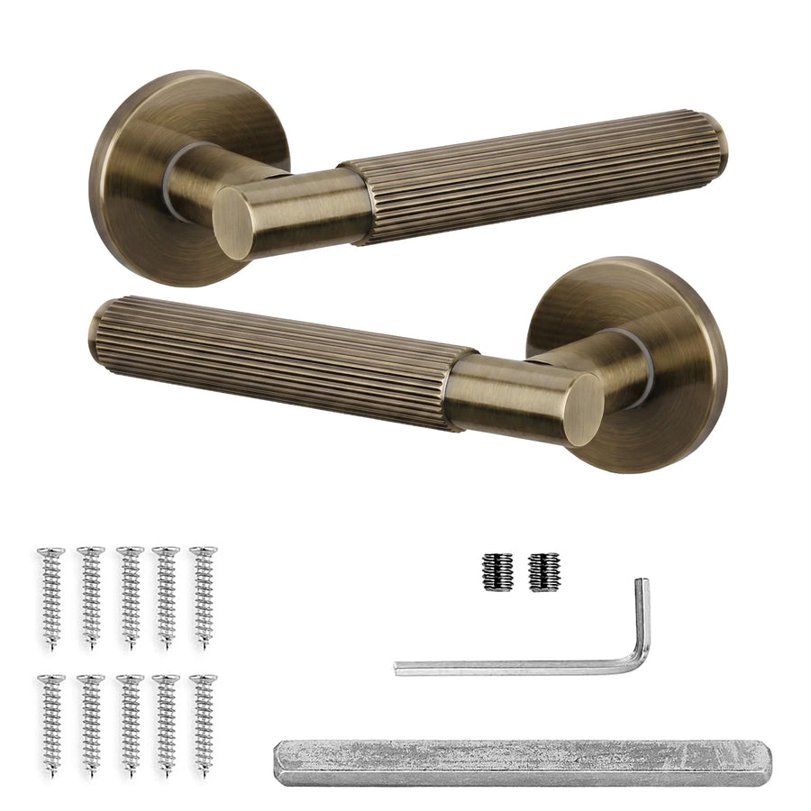 Hera Antique Brass Door Lever Handles - Pair of Handles