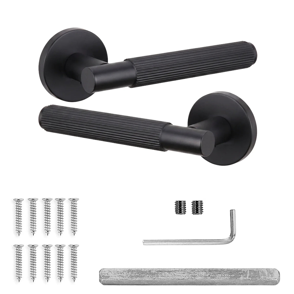 Hera Matt Black Door Lever Handles - Pair of Handles