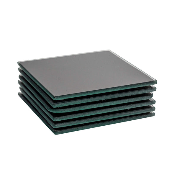 Square Glass Coasters - Pack of Six - Black