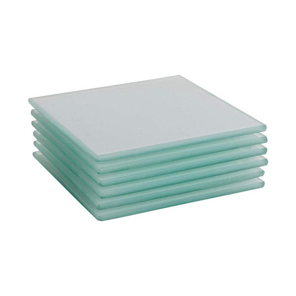 Square Glass Coasters - Pack of Six - White