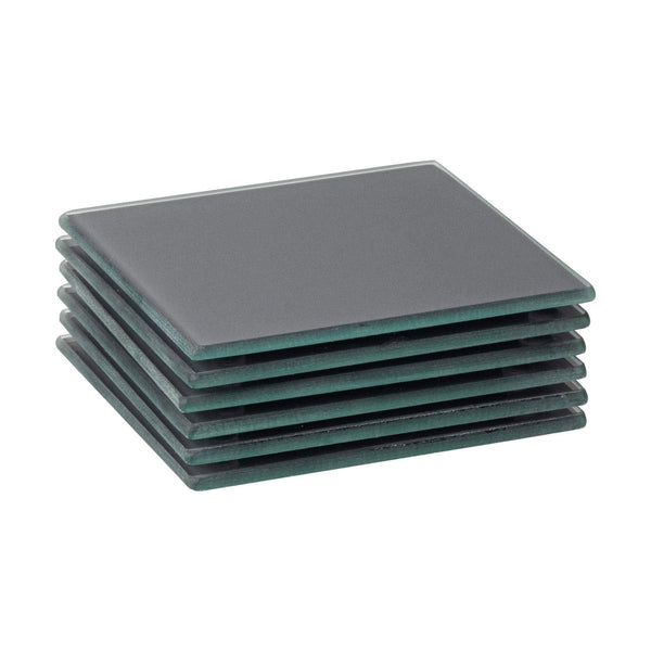 Square Glass Coasters - Pack of Six - Grey