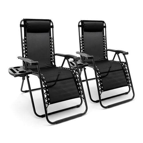 2 Piece Zero Gravity Chair Set - Black