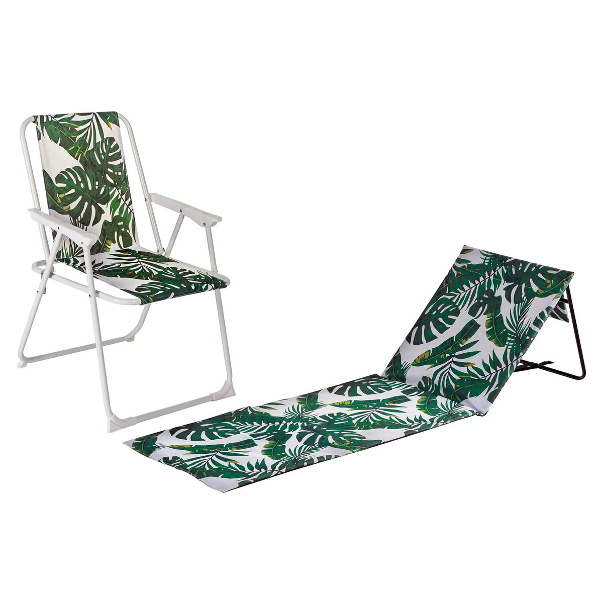 2pc Folding Beach Chair & Lounger Set - Banana Leaf