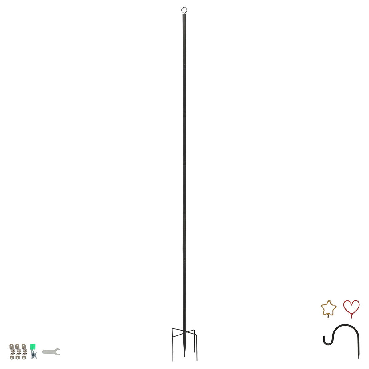 Outdoor Iron Festoon Pole - 0.6-2.5M - Black