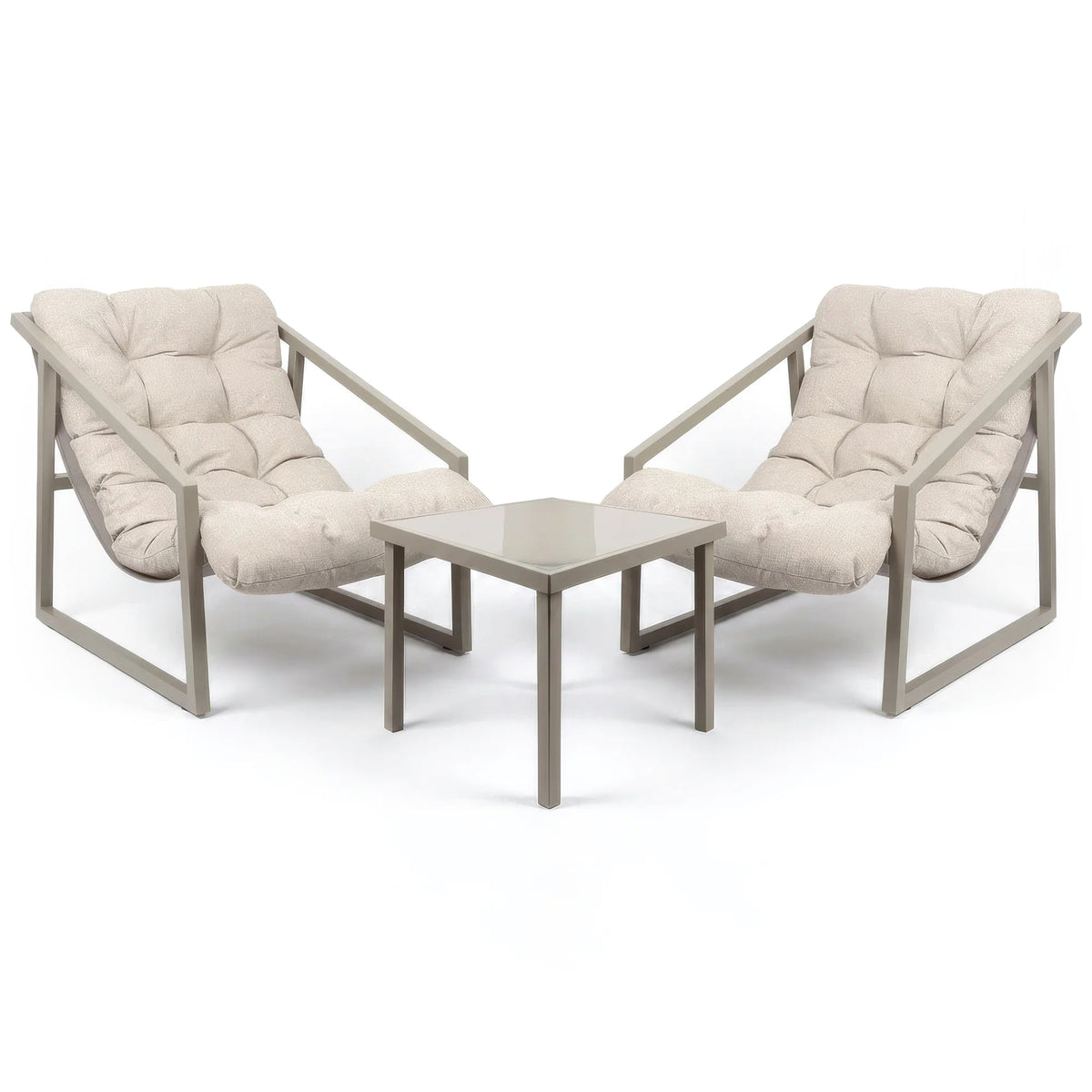 3 Piece Padded Patio Bistro Set - Beige